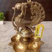 Brass Peacock 5 face Diya- 11′