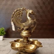 Brass Peacock 5 face Diya- 11′