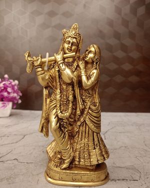 Brass Designer Antique Finish Radha Krishna Pair Idol- 8″