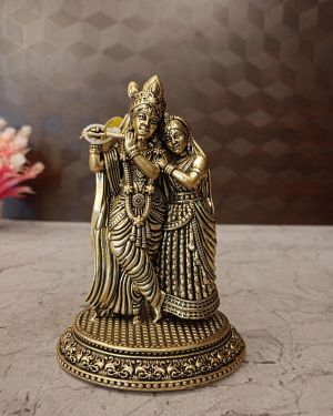 Brass Round Base Fine Art Radha krishna Statue For Wedding Gifts 6″