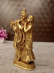 Brass Designer Antique Finish Radha Krishna Pair Idol- 8″