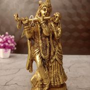 Brass Designer Antique Finish Radha Krishna Pair Idol- 8″
