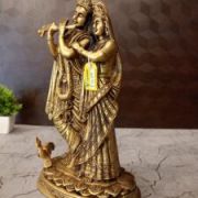 Brass Radha Krishna Statue For Wedding Gift & Home Decor 11.5″
