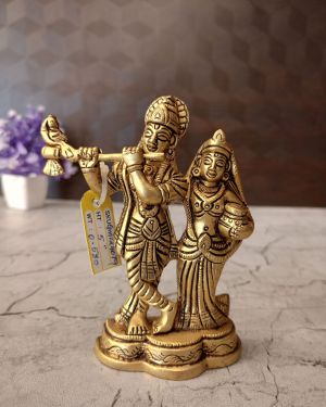 Brass Radha Krishna Statue For Wedding Gifts 5″