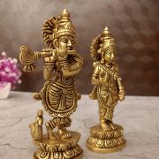 Brass Radha Krishna Pair Idol For Wedding Gifts 7″
