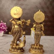Brass Radha Krishna Pair Idol For Wedding Gifts 7″