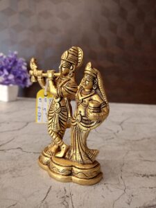 Brass Radha Krishna Statue For Wedding Gifts 5″