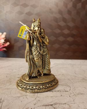 Brass Round Base Fine Art Radha krishna Statue For Wedding Gifts 6″