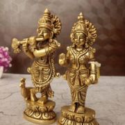 Brass Radha Krishna Pair Idol For Wedding Gifts 7″