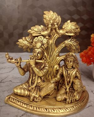 Buy Brass Krishna and Radha sitting Under Tree 7.5″
