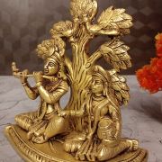 Buy Brass Krishna and Radha sitting Under Tree 7.5″