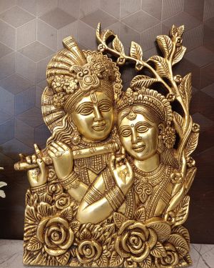Brass Superfine Radha Krishna Wall Mount 14″