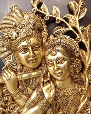 Brass Superfine Radha Krishna Wall Mount 14″