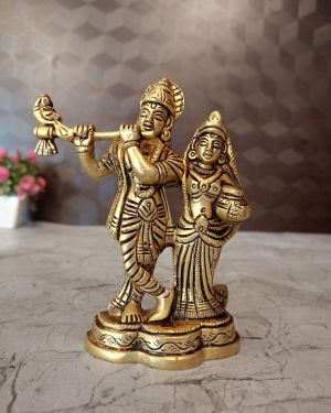 Buy Brass Radha Krishna Statue 4.5″ For Pooja