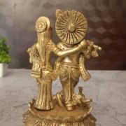 Brass Radha Krishna Statue 6.5″ Lotus Base For Pooja And Gift