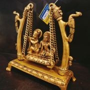 Brass Radha Krishna Swing | RadhaKrishna With Two Peacock Swing Brass Idol 10”