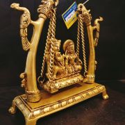 Brass Radha Krishna Swing | RadhaKrishna With Two Peacock Swing Brass Idol 10”