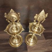 Brass Sangu Chakra Five Face Kuthuvilaku – 13″ ( Pair )