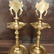 Brass Sangu Chakra Five Face Kuthuvilaku – 13″ ( Pair )