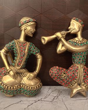 Brass Music Set With Stone Wall Mount 2 pcs Set / 8”