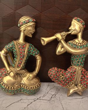 Brass Music Set With Stone Wall Mount 2 pcs Set / 8”