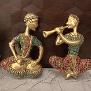 Brass Music Set With Stone Wall Mount 2 pcs Set / 8”
