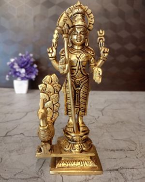 Brass Murugan Idol with peacock- 8″ Superfine Brass Handicraft & Antique Statue