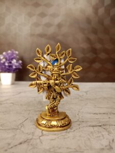 Brass RadhaKrishna Under Tree 3.5″