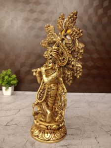 Brass Tree Krishna Idol Decorative Showpiece- 12″