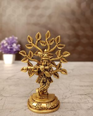 Brass RadhaKrishna Under Tree 3.5″