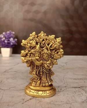 Buy Brass Radha Krishna with Tree Statue 3.5″