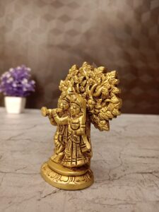 Buy Brass Radha Krishna with Tree Statue 3.5″
