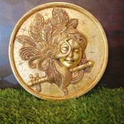 Brass Peacock Krishna Wall Mount 10″