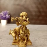 brass cow krishna idol