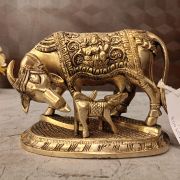 Brass Cow And Calf Idol 5”