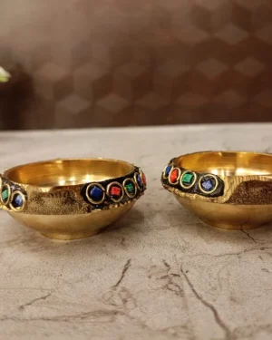 Brass Agal Diya Stone finish 1″ (Pair)