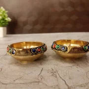 Brass Agal Diya Stone finish 1″ (Pair)