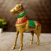 Brass Stone Horse Idol 8″