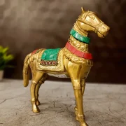 Brass Stone Horse Idol 8″