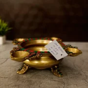 Brass Stone Uruli With Four Diyas 3.5”