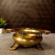 Brass Stone Uruli With Four Diyas 3.5”