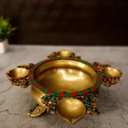 Brass Stone Uruli With Four Diyas 3.5”