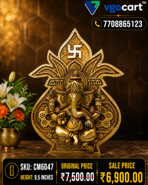 Brass Ganesha Wall Mount With Kumbam 9.5 Inch