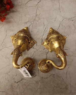 Brass Ganesha Face with Bell 7″