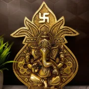 Brass Ganesha Wall Mount With Kumbam 9.5”