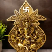 Brass Ganesha Wall Mount With Kumbam 9.5”