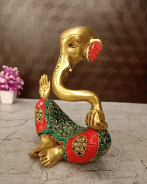 Brass Modern Ganesh Idol Stone finish 8″