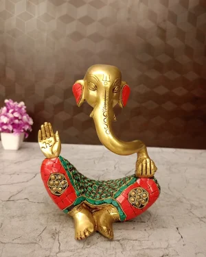 Brass Modern Ganesh Idol Stone finish 8″