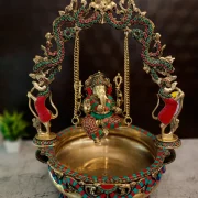 Brass Stone Finish Ganesha Uruli 21″