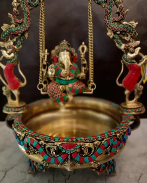 Brass Stone Finish Ganesha Uruli 21″